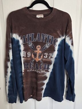 Exist Brown Tie-Dye Nautical Graphic Long Sleeve Shirt